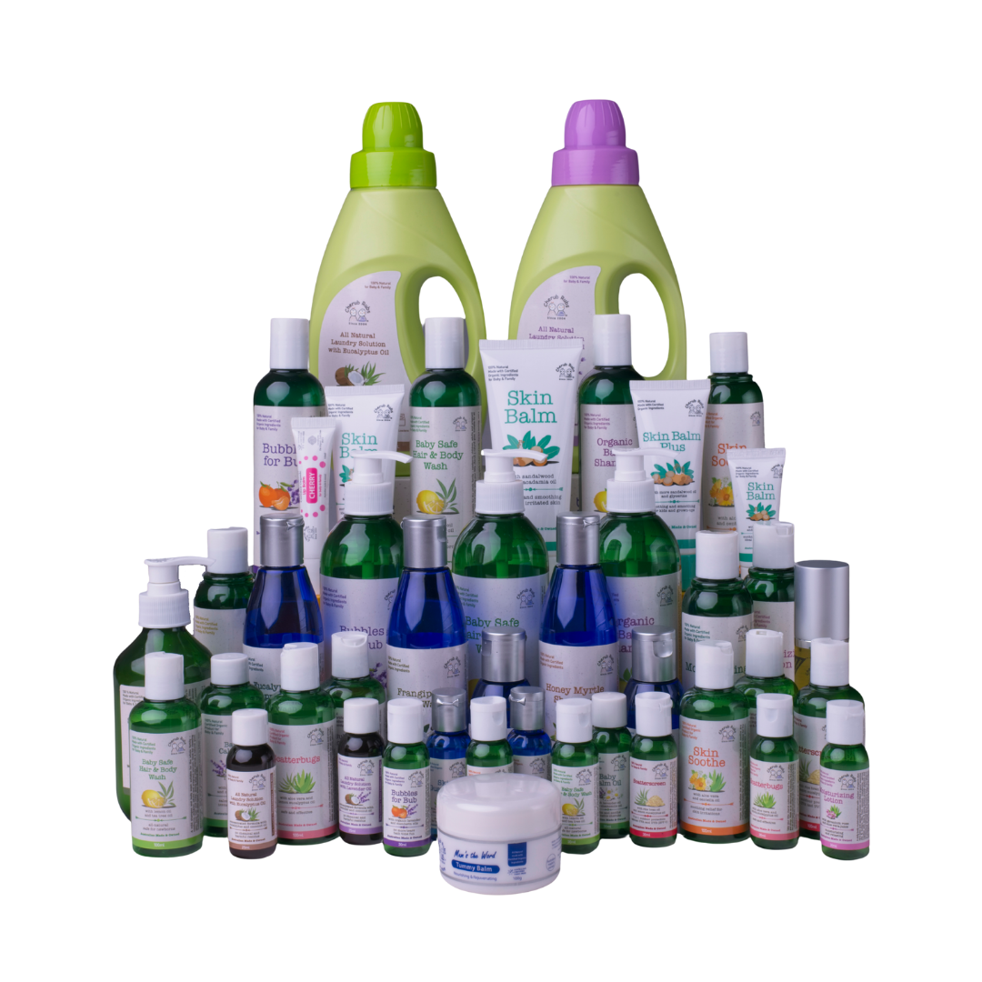 Samples of our organic skincare range. Mixture of various Cherub Rubs skincare and products.