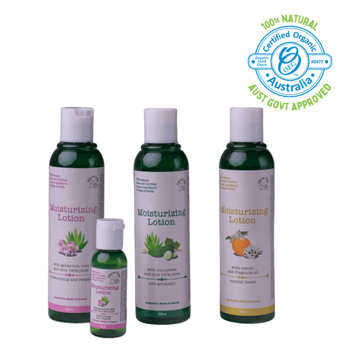 Organic moisturizing lotion by Cherub Rubs, dedicated to natural skincare.