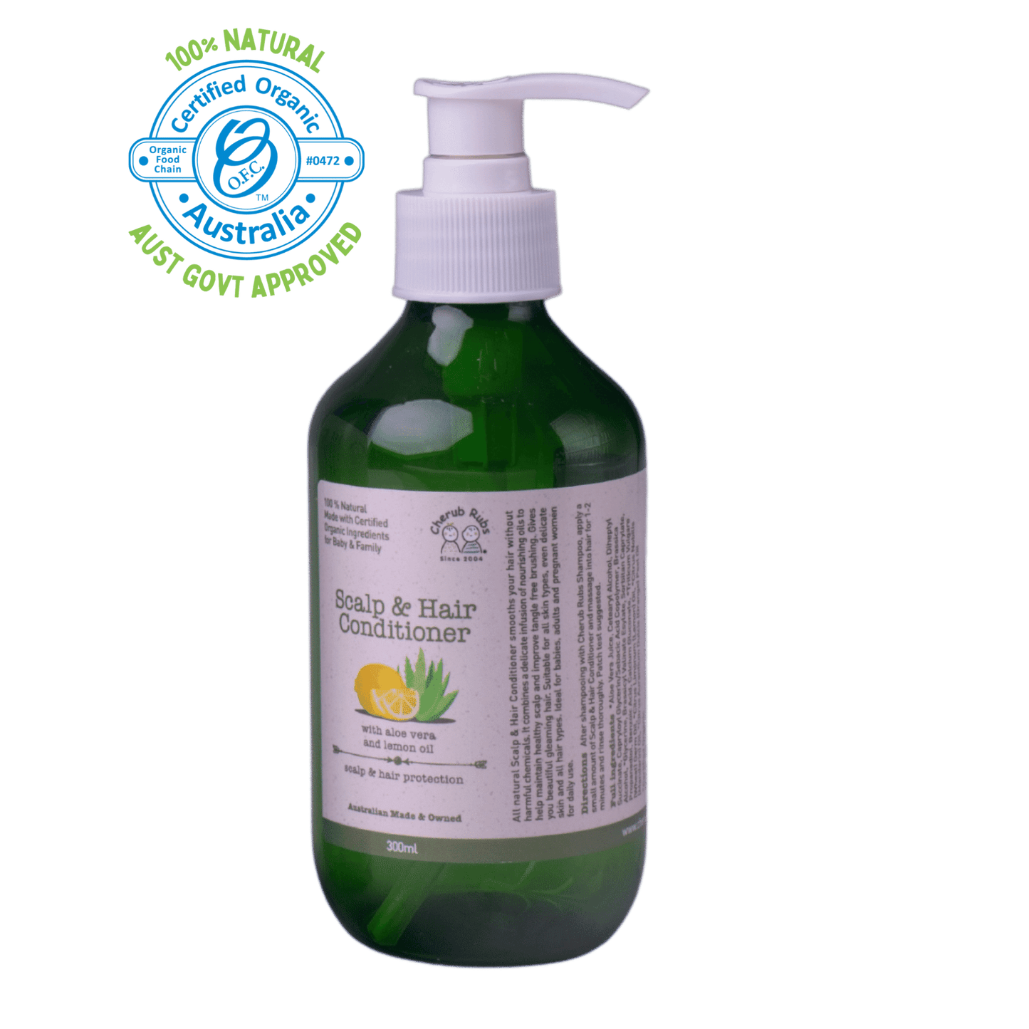 Organic Skincare For Baby & Family by Cherub Rubs.Scalp and hair conditioner 300ml.