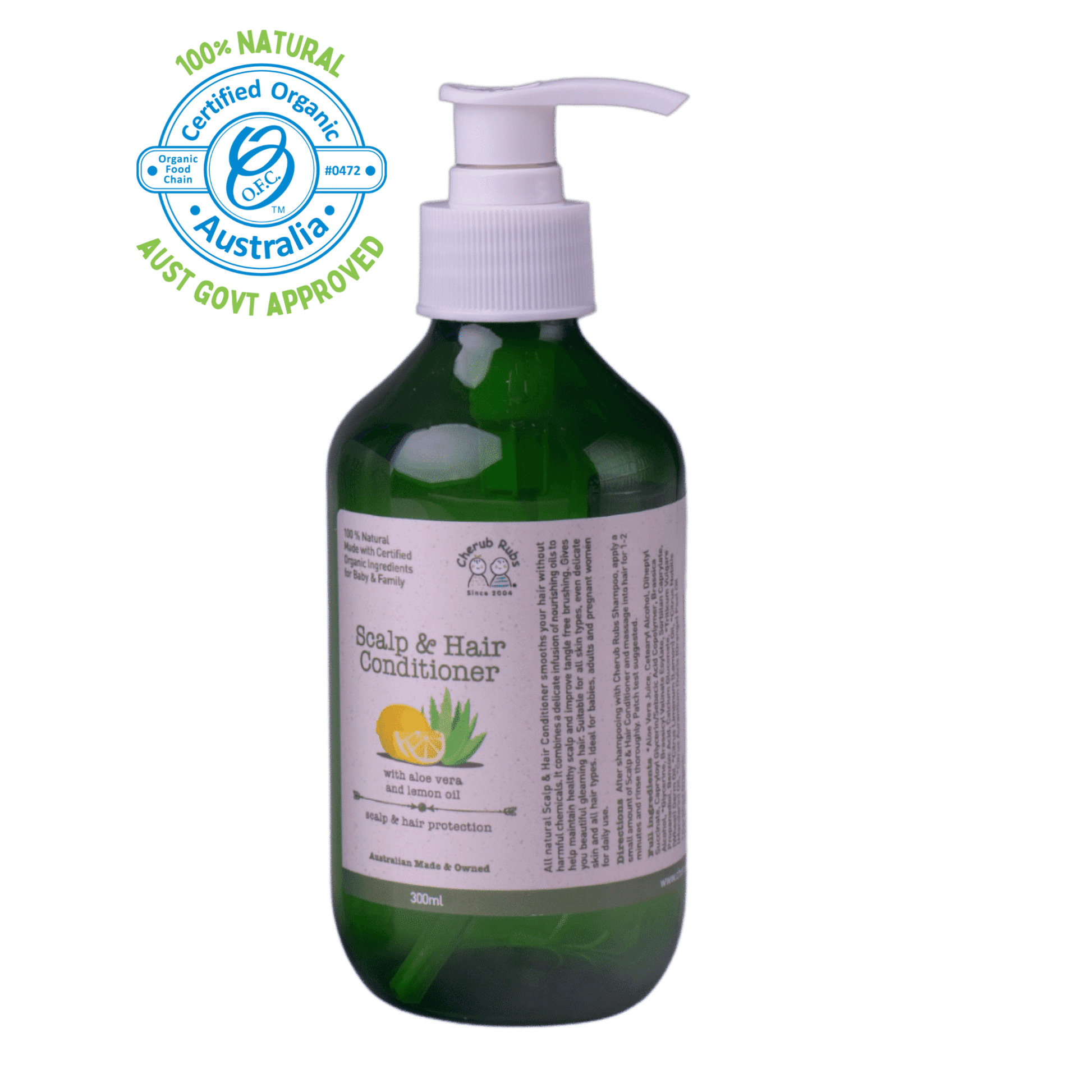 Organic Skincare For Baby & Family by Cherub Rubs.Scalp and hair conditioner 300ml.