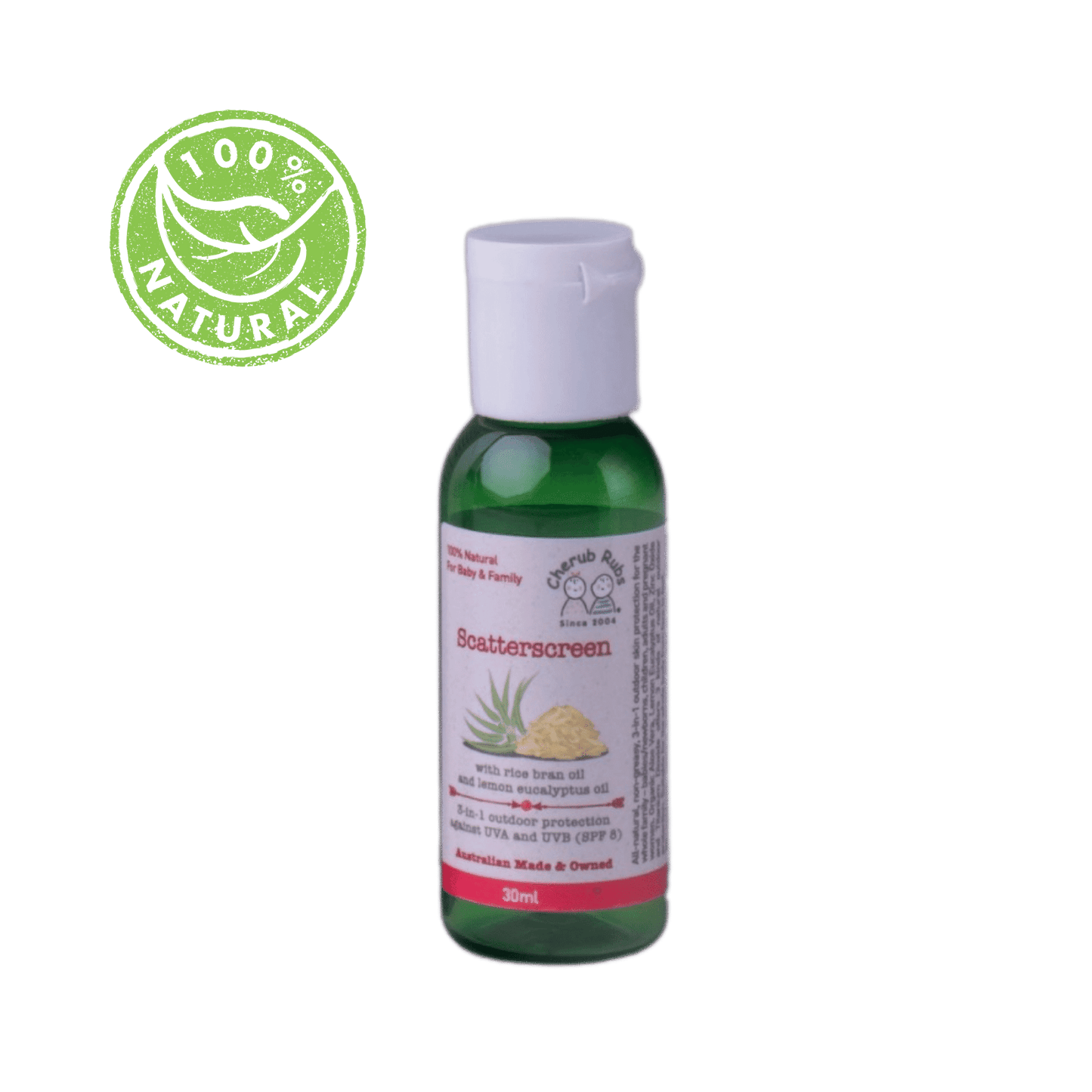 Scatterscreen 30ml. Organic Skincare For Baby & Family by Cherub Rubs.