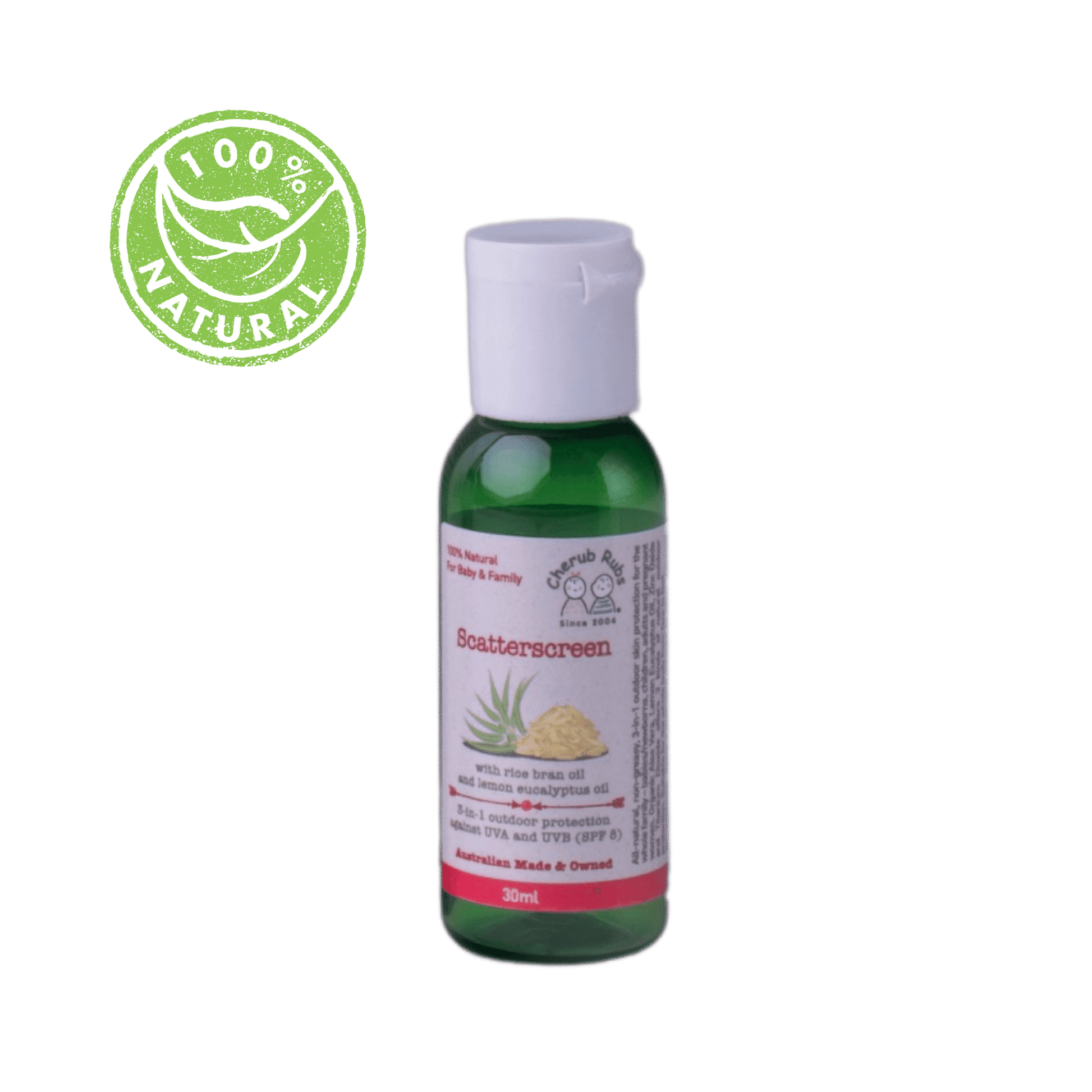 Scatterscreen 30ml. Organic Skincare For Baby & Family by Cherub Rubs.