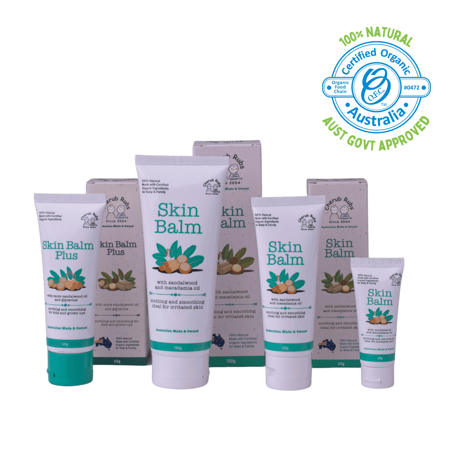 Skin Balm Range. Organic Skincare For Baby & Family by Cherub Rubs.