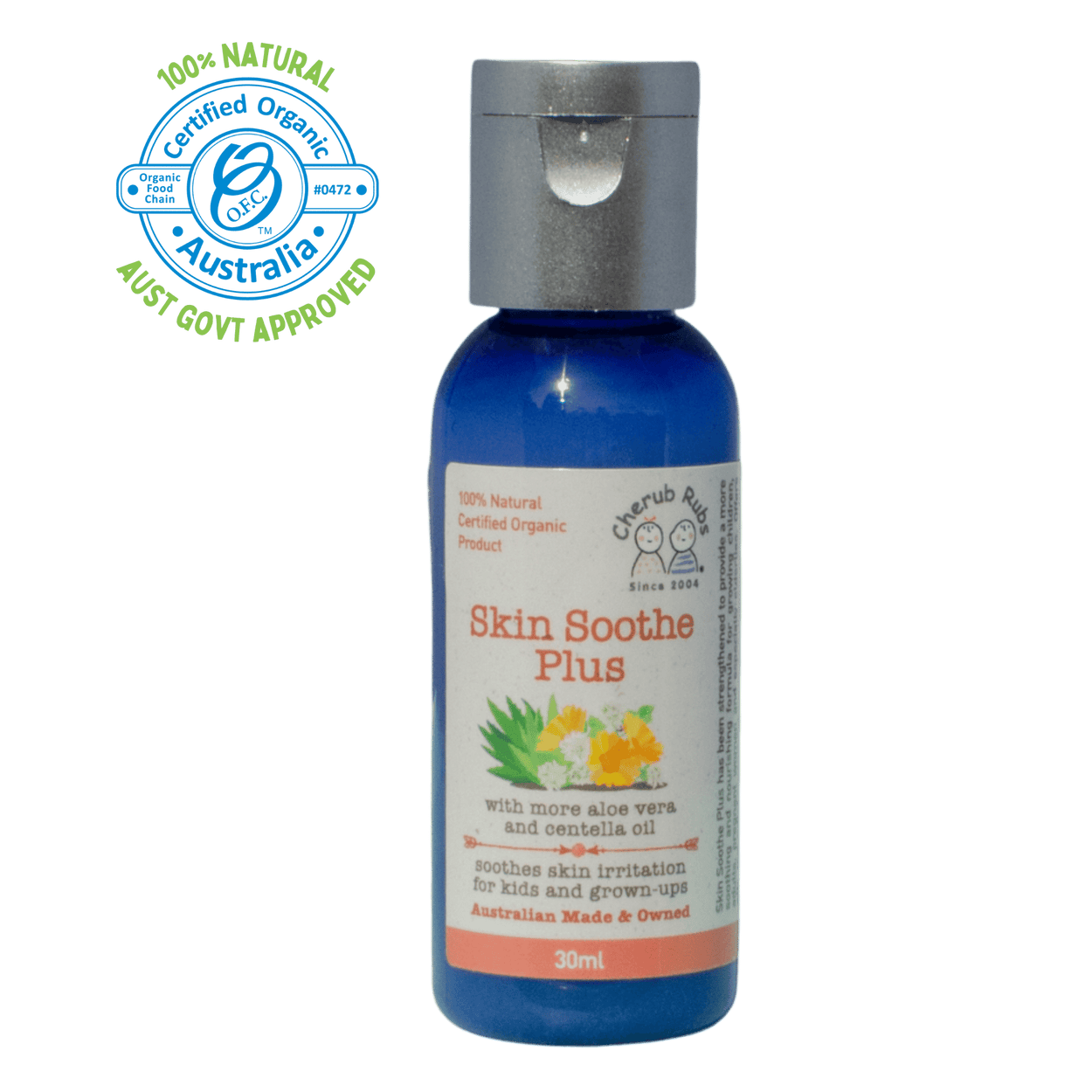 Skin Soothe Plus 30ml. A natural skincare range by Cherub Rubs.